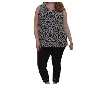Susan Graver Women's Liquid knit tank blouse w/ chain print + ring detail Size L